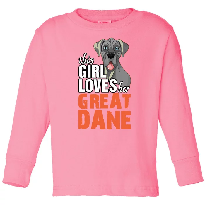 This Girl Loves Her Great Dane Toddler Long Sleeve Shirt