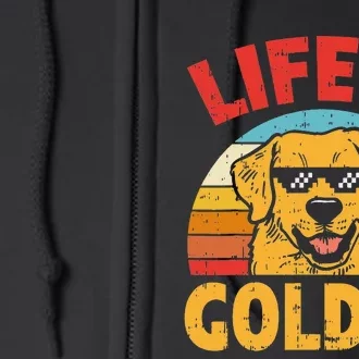 Thug Glasses Life Is Golden Retriever Dog Lover Owner Gift Full Zip Hoodie