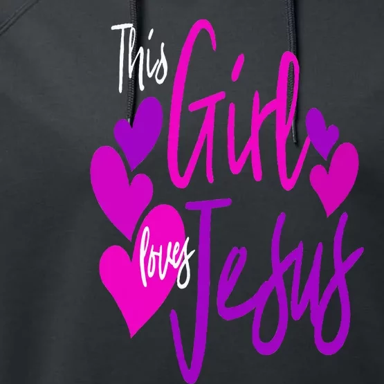 This Girl Loves Jesus Christian Hearts Performance Fleece Hoodie