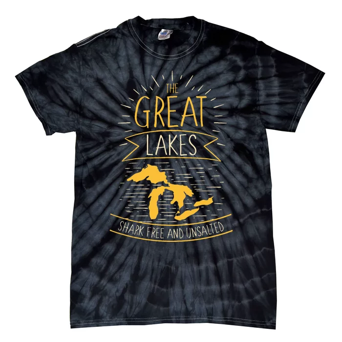 The Great Lakes Shark Free Unsalted Michigan Gift Tie-Dye T-Shirt