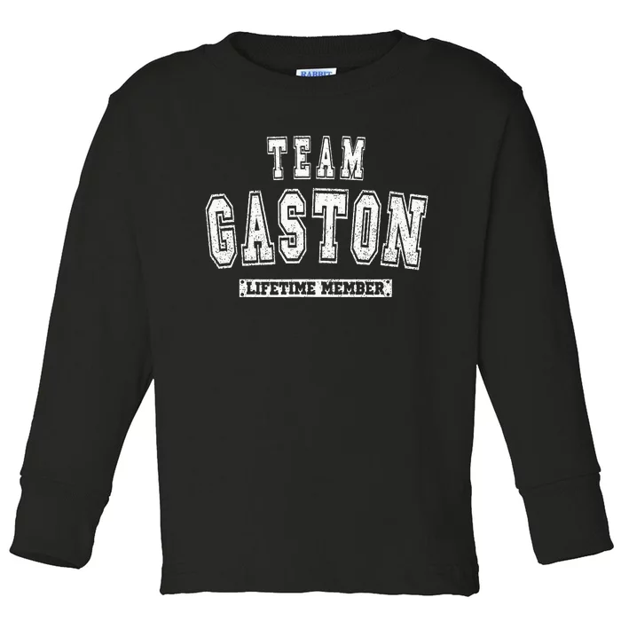 Team Gaston Lifetime Member Family Last Name Toddler Long Sleeve Shirt