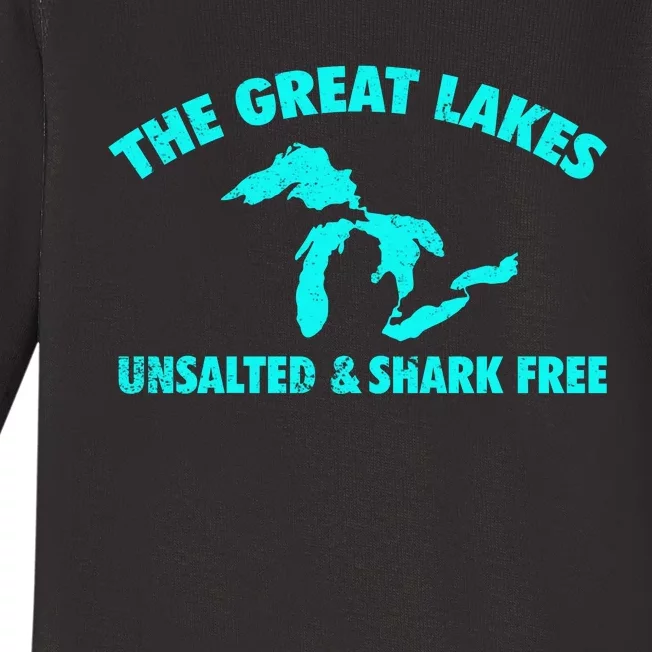 The Great Lakes Unsalted & Shark Gift Funny Free Michig Baby Long Sleeve Bodysuit