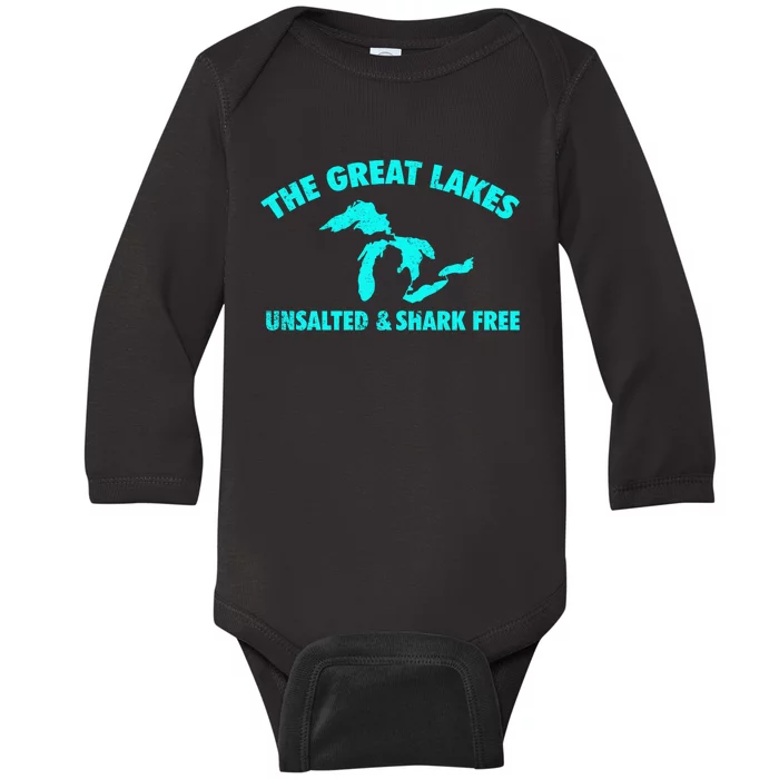 The Great Lakes Unsalted & Shark Gift Funny Free Michig Baby Long Sleeve Bodysuit