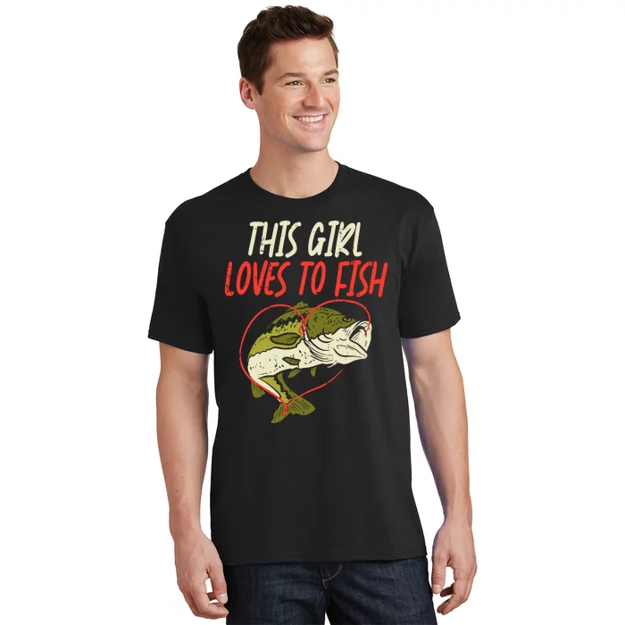 This Girl Loves To Fish Bass Fishing Family Matching Gift T-Shirt