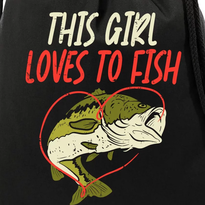 This Girl Loves To Fish Bass Fishing Family Matching Gift Drawstring Bag