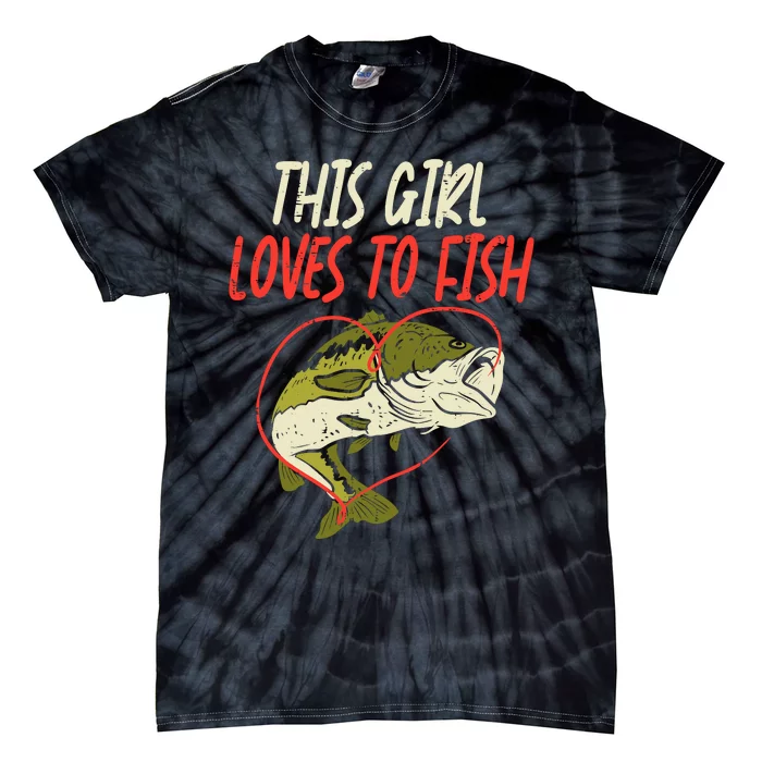 This Girl Loves To Fish Bass Fishing Family Matching Gift Tie-Dye T-Shirt