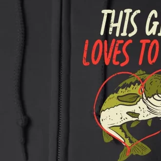 This Girl Loves To Fish Bass Fishing Family Matching Gift Full Zip Hoodie