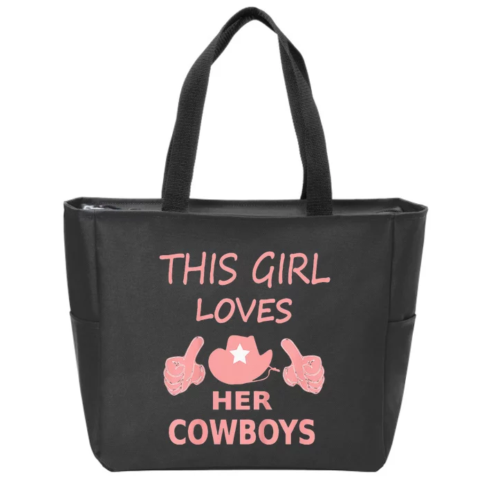 This Girl Loves Her Cowboy Cute Texas Dallas Zip Tote Bag