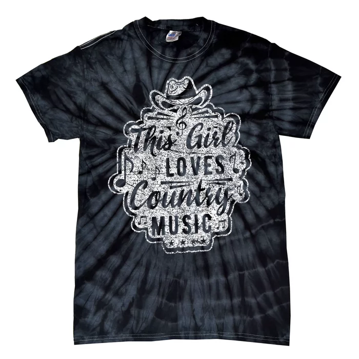 This Girl Loves Country Music Notes Jazz Instrument Song Hat Tie-Dye T-Shirt