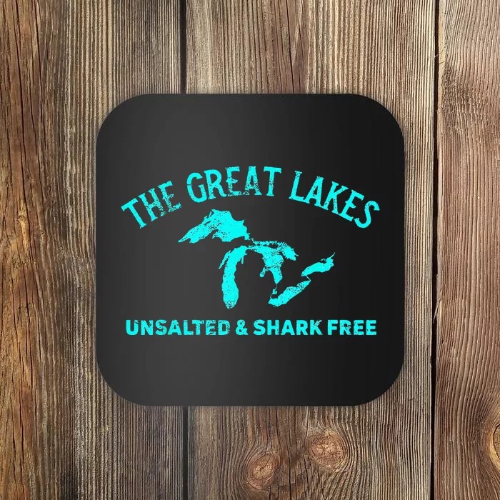 The Great Lakes Unsalted & Shark Free Michigan Gift Vintage Coaster