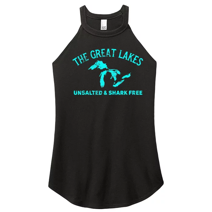 The Great Lakes Unsalted & Shark Free Michigan Gift Vintage Women’s Perfect Tri Rocker Tank