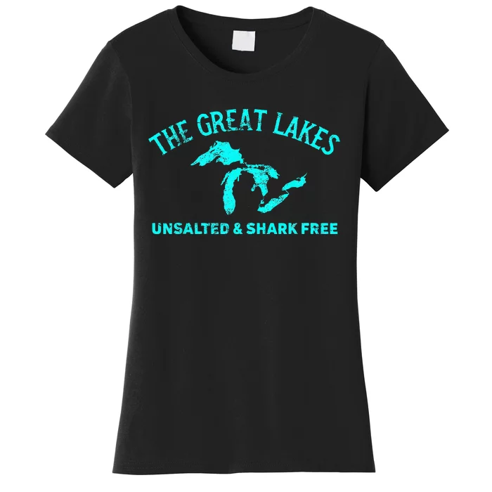 The Great Lakes Unsalted & Shark Free Michigan Gift Vintage Women's T-Shirt