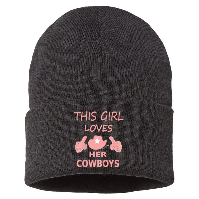 This Girl Loves Her Cowboy Cute Texas Dallas Sustainable Knit Beanie