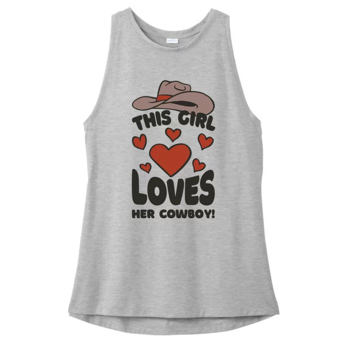 This Girl Loves Her Cowboy Cute Girlfriend Ladies Tri-Blend Wicking Tank