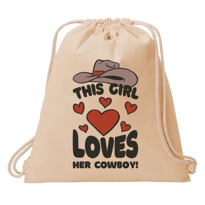 This Girl Loves Her Cowboy Cute Girlfriend Drawstring Bag