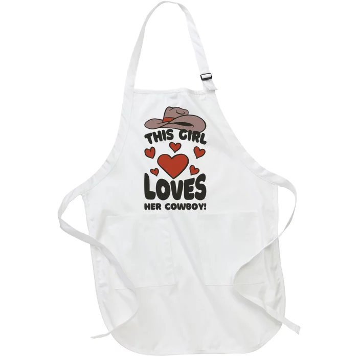 This Girl Loves Her Cowboy Cute Girlfriend Full-Length Apron With Pocket