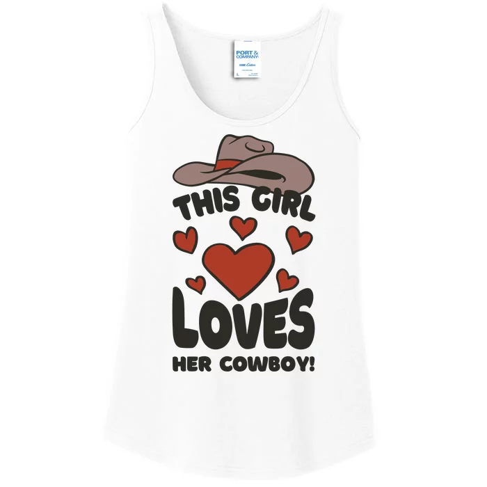 This Girl Loves Her Cowboy Cute Girlfriend Ladies Essential Tank