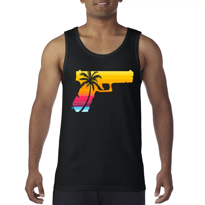 Tropical Gun Lover Firearm Beach Cute Hawaiian Gift Aloha Tank Top