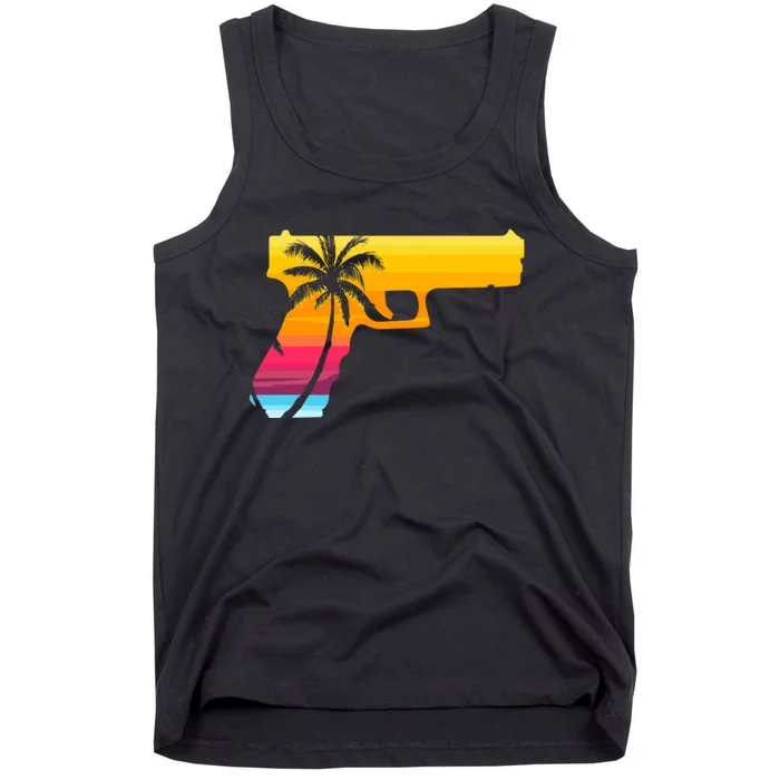 Tropical Gun Lover Firearm Beach Cute Hawaiian Gift Aloha Tank Top