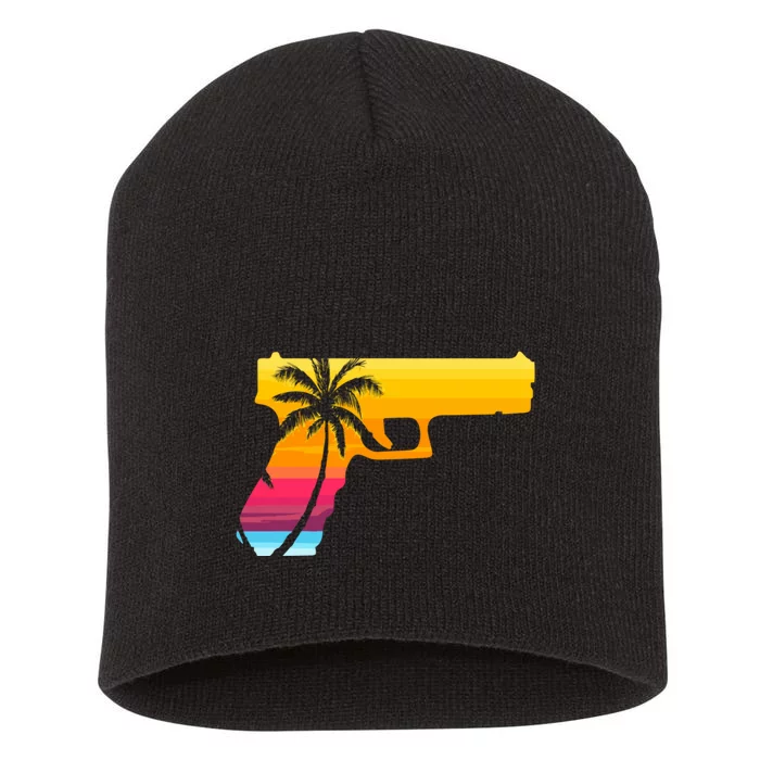 Tropical Gun Lover Firearm Beach Cute Hawaiian Gift Aloha Short Acrylic Beanie