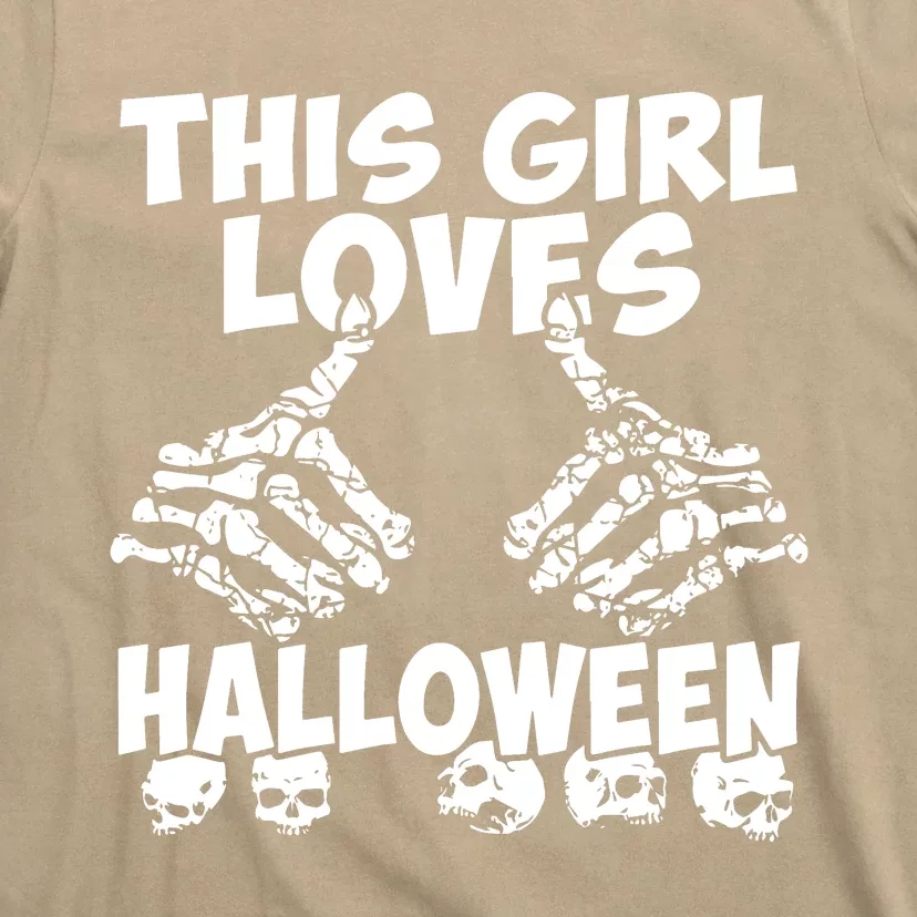 This Girl Lovers Halloween Satan Scare Black White Skeleton T-Shirt