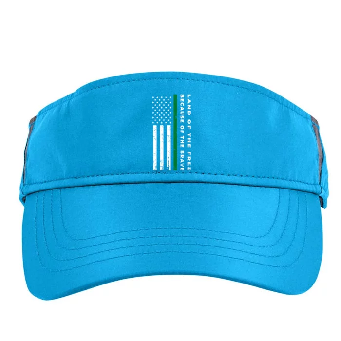 Thin Green Line Land Of The Free Because Of The Brave Gift Adult Drive Performance Visor