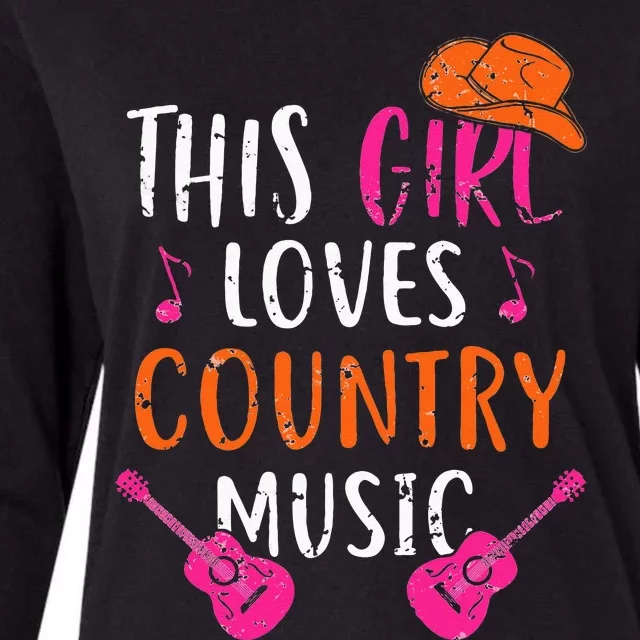 This Girl Loves Country Music Western Hat Musician Guitar Womens Cotton Relaxed Long Sleeve T-Shirt