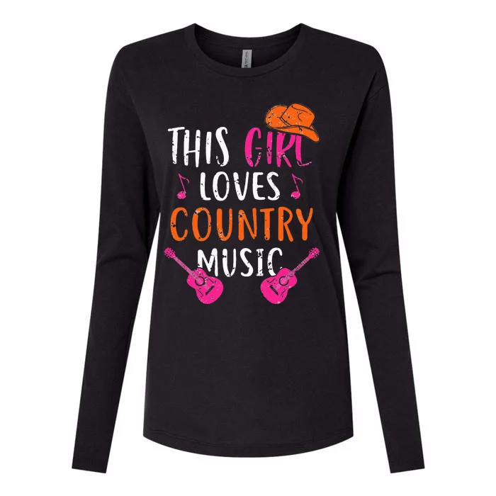 This Girl Loves Country Music Western Hat Musician Guitar Womens Cotton Relaxed Long Sleeve T-Shirt