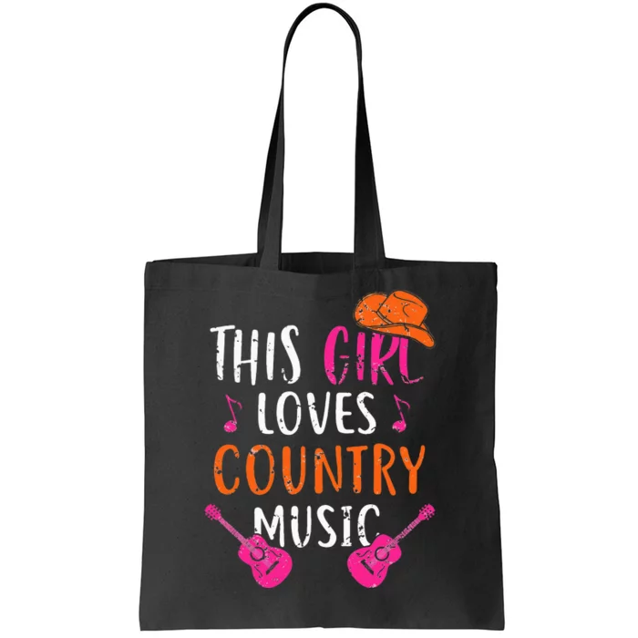 This Girl Loves Country Music Western Hat Musician Guitar Tote Bag