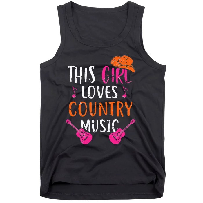 This Girl Loves Country Music Western Hat Musician Guitar Tank Top