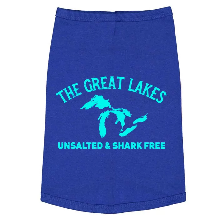 The Great Lakes Unsalted And Shark Free Michigan Gift Vintage Gift Doggie Tank