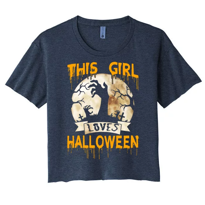 This Girl Loves Halloween Funny Costume Women's Crop Top Tee