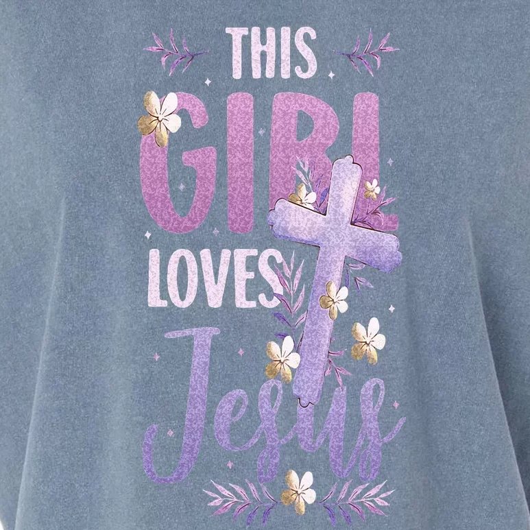 This Girl Loves Jesus Cute Christian Girl Jesus Garment-Dyed Women's Muscle Tee