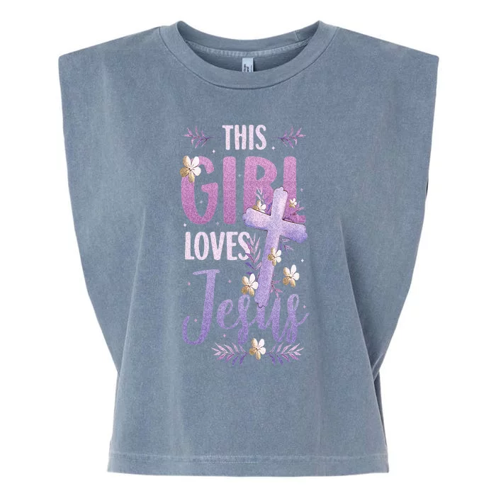 This Girl Loves Jesus Cute Christian Girl Jesus Garment-Dyed Women's Muscle Tee