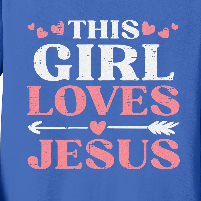 This Girl Loves Jesus Christ God Faith Christian Girls Kids Long Sleeve Shirt