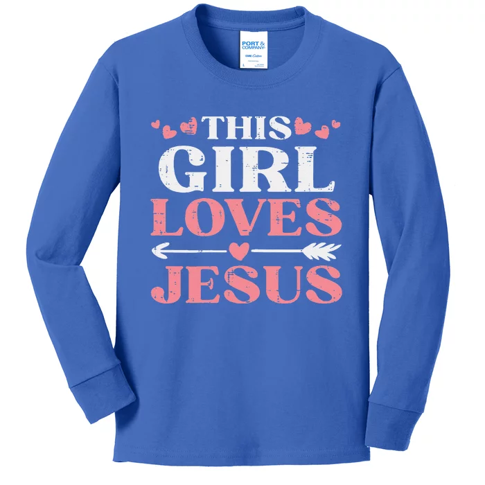 This Girl Loves Jesus Christ God Faith Christian Girls Kids Long Sleeve Shirt