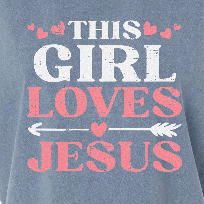 This Girl Loves Jesus Christ God Faith Christian Girls Garment-Dyed Women's Muscle Tee