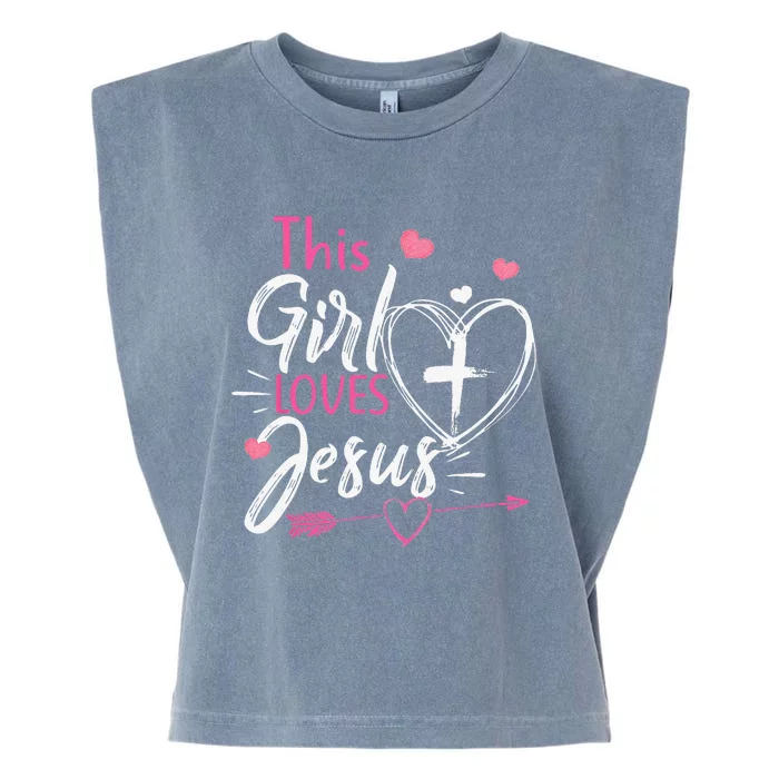 This Girl Loves Jesus Christian Faith Garment-Dyed Women's Muscle Tee