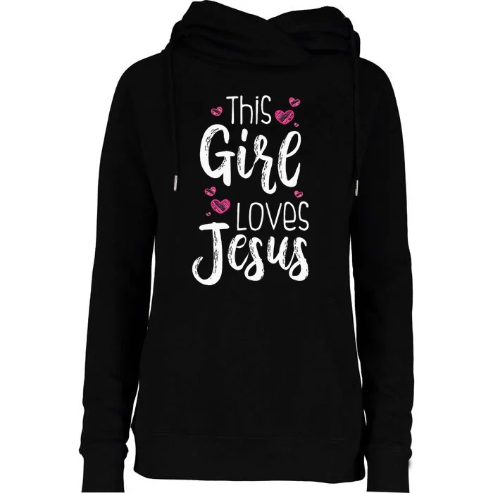 This Girl Loves Jesus Gift For Christian Teen Cool Women Womens Funnel Neck Pullover Hood