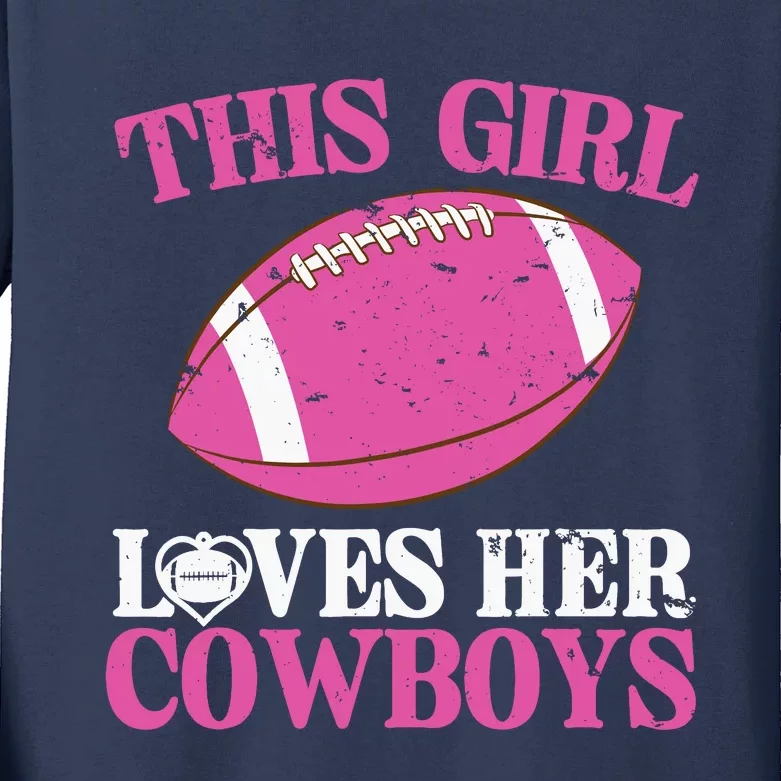 This Girl Loves Her Cowboy Kids Long Sleeve Shirt