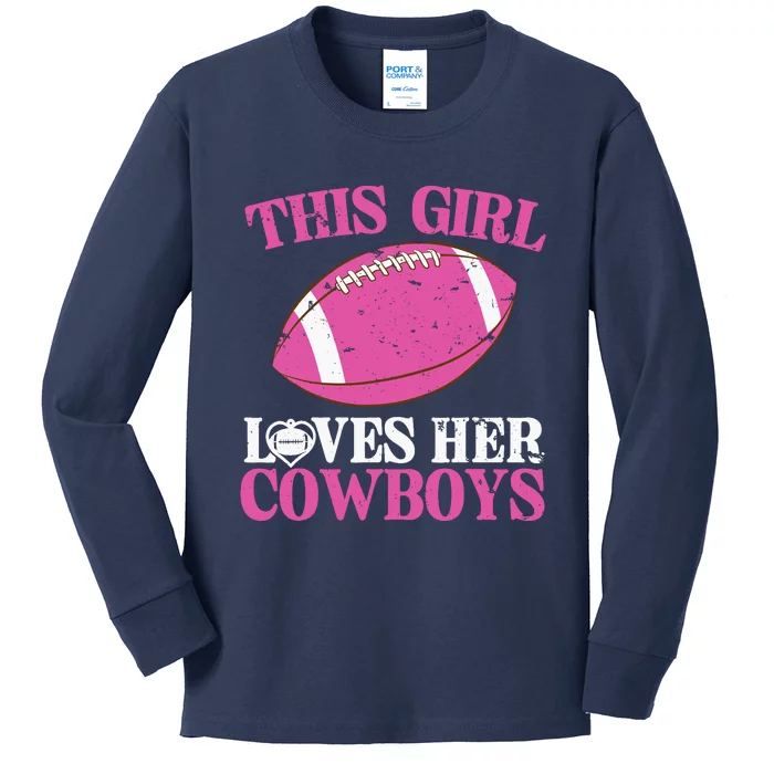 This Girl Loves Her Cowboy Kids Long Sleeve Shirt