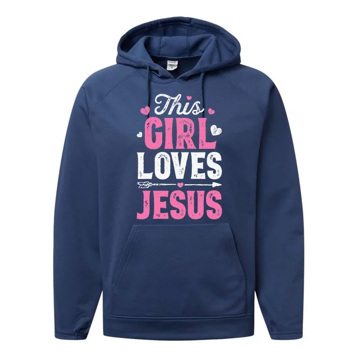 This Girl Loves Jesus Funny Christian Faith Religious Performance Fleece Hoodie