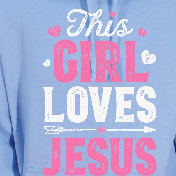 This Girl Loves Jesus Funny Christian Faith Religious Unisex Surf Hoodie