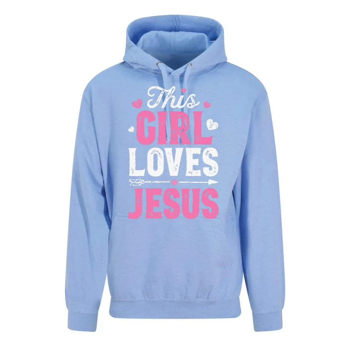 This Girl Loves Jesus Funny Christian Faith Religious Unisex Surf Hoodie