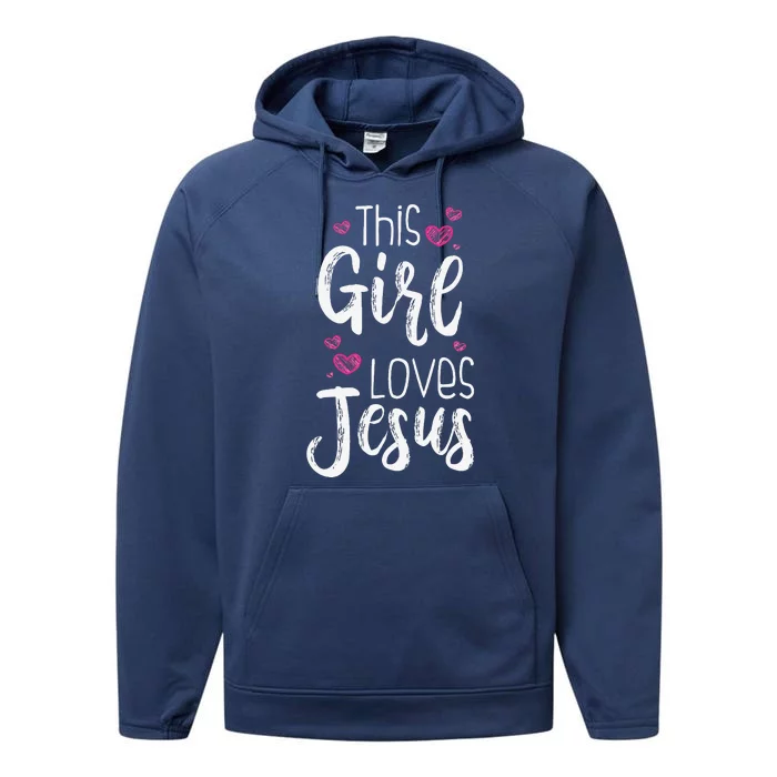 This Girl Loves Jesus Gift For Christiann Cool Performance Fleece Hoodie