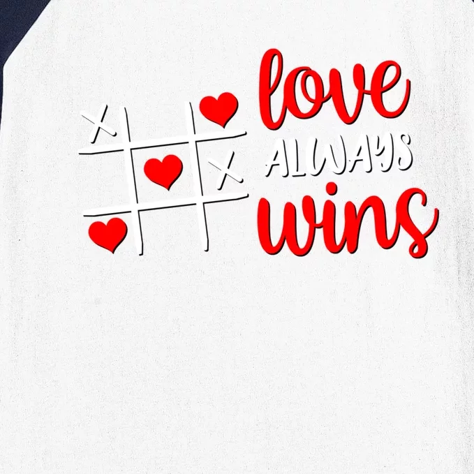 Tictactoe Game Love Always Wins Cute Red Hearts Valentines Gift Baseball Sleeve Shirt