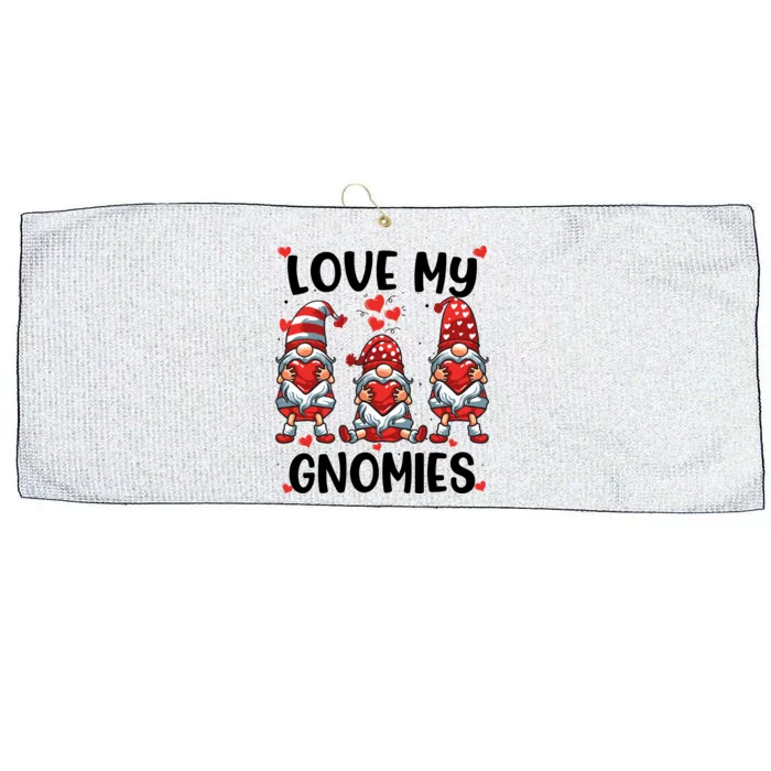 Three Gnome Love Valentines Day Love My Gnomies Mom Large Microfiber Waffle Golf Towel