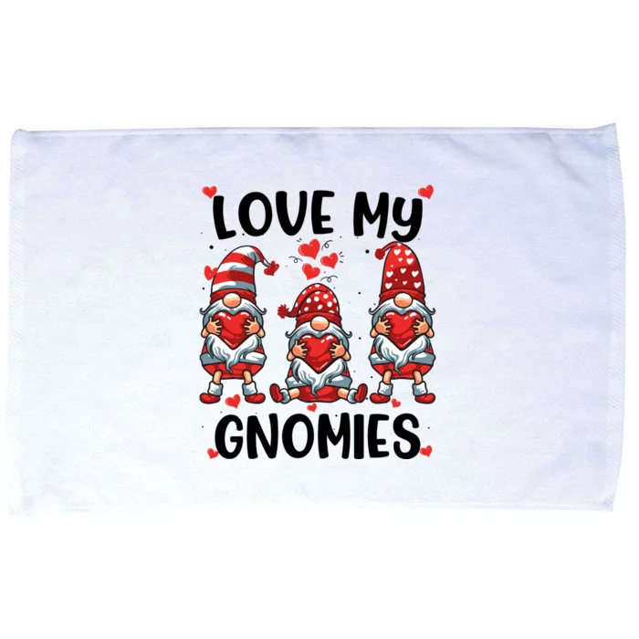 Three Gnome Love Valentines Day Love My Gnomies Mom Microfiber Hand Towel