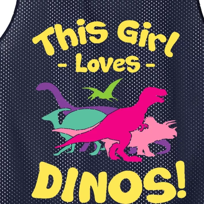 This Girl Loves Dinos - Funny Dinosaur Lover Gift Mesh Reversible Basketball Jersey Tank