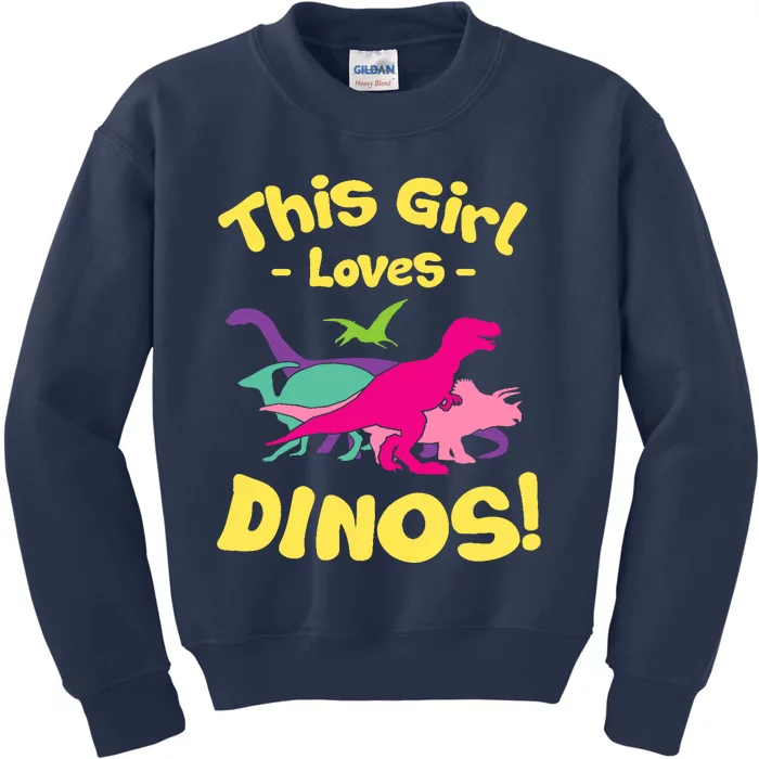 This Girl Loves Dinos - Funny Dinosaur Lover Gift Kids Sweatshirt